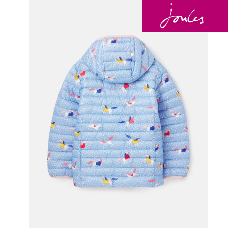 Joules Printed Kinnaird Packable Padded Coat - Spot Horse-2